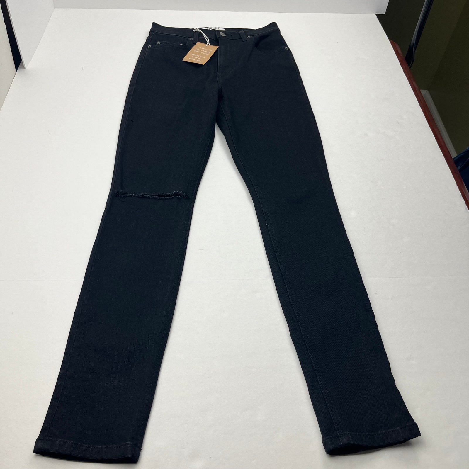 Reformation High And Skinny Jean Faded Black Destroyed Denim Womens Size 27 NEW