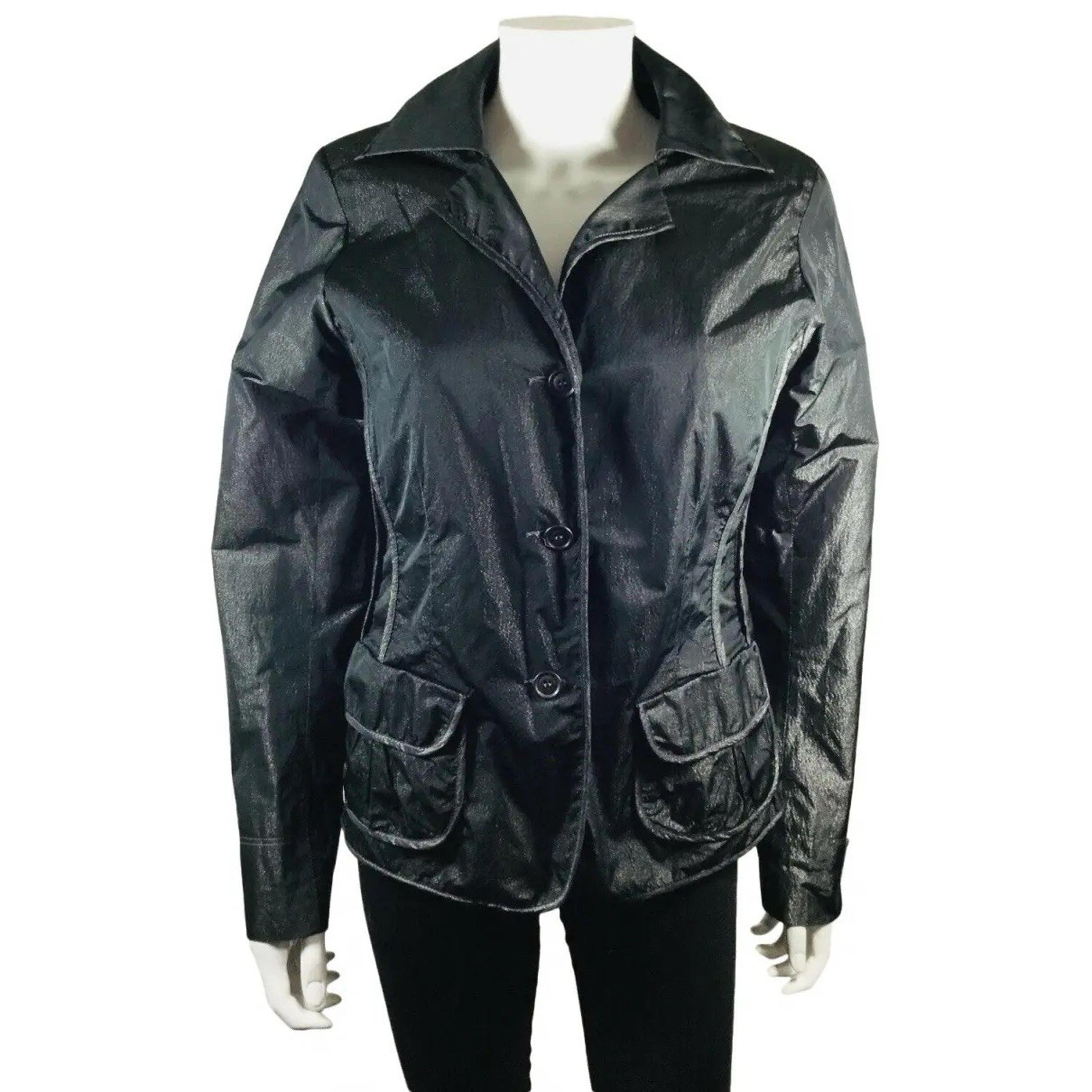 LIDA BADAY Black Collar Button Down Blazer Jacket Jacket 10