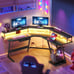 L Shaped Gaming Desk with LED Lights, 56 Computer Desk with Power Outl