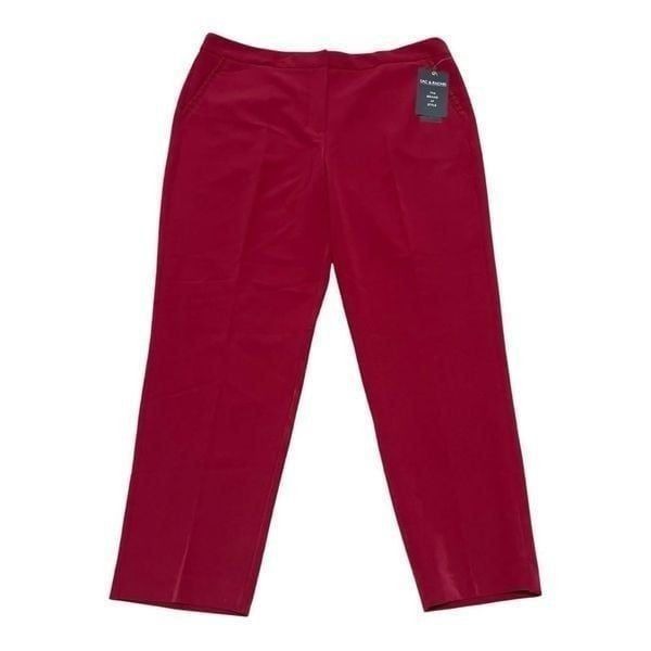 Zac & Rachel Bond 18 Garnet Red Ruffle Detail Slim Ankle Dress Pants Size 14 NWT