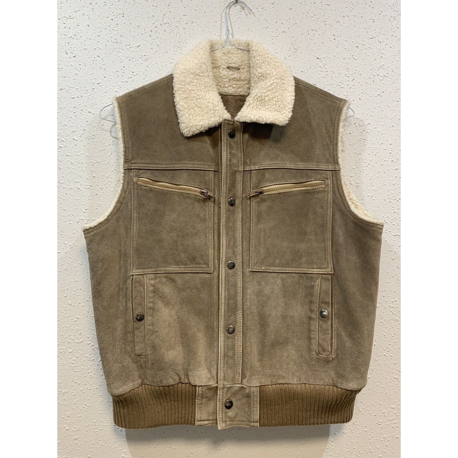 Repage Vintage Genuine Split Leather Sherpa western Vest Size Large