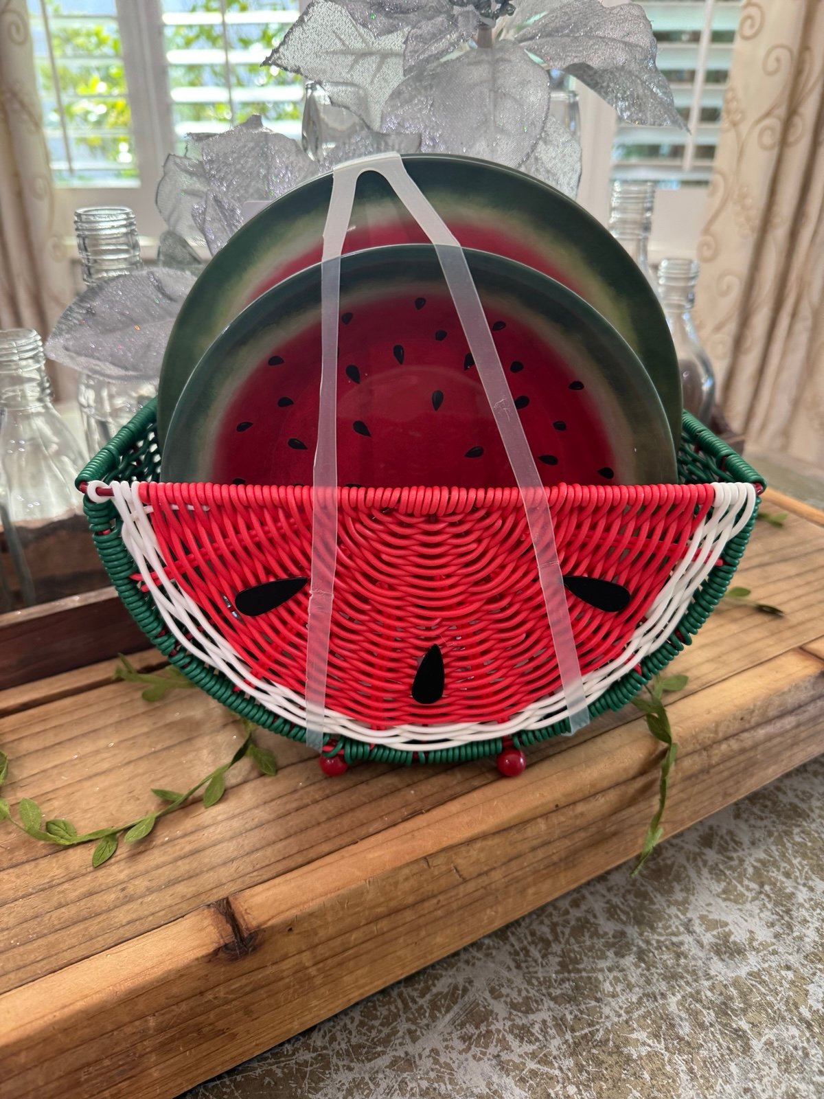 NOVOGRATZ WATERMELON SUMMER SERVING SET BASKET/PLATES & BOWLS NEW 2025