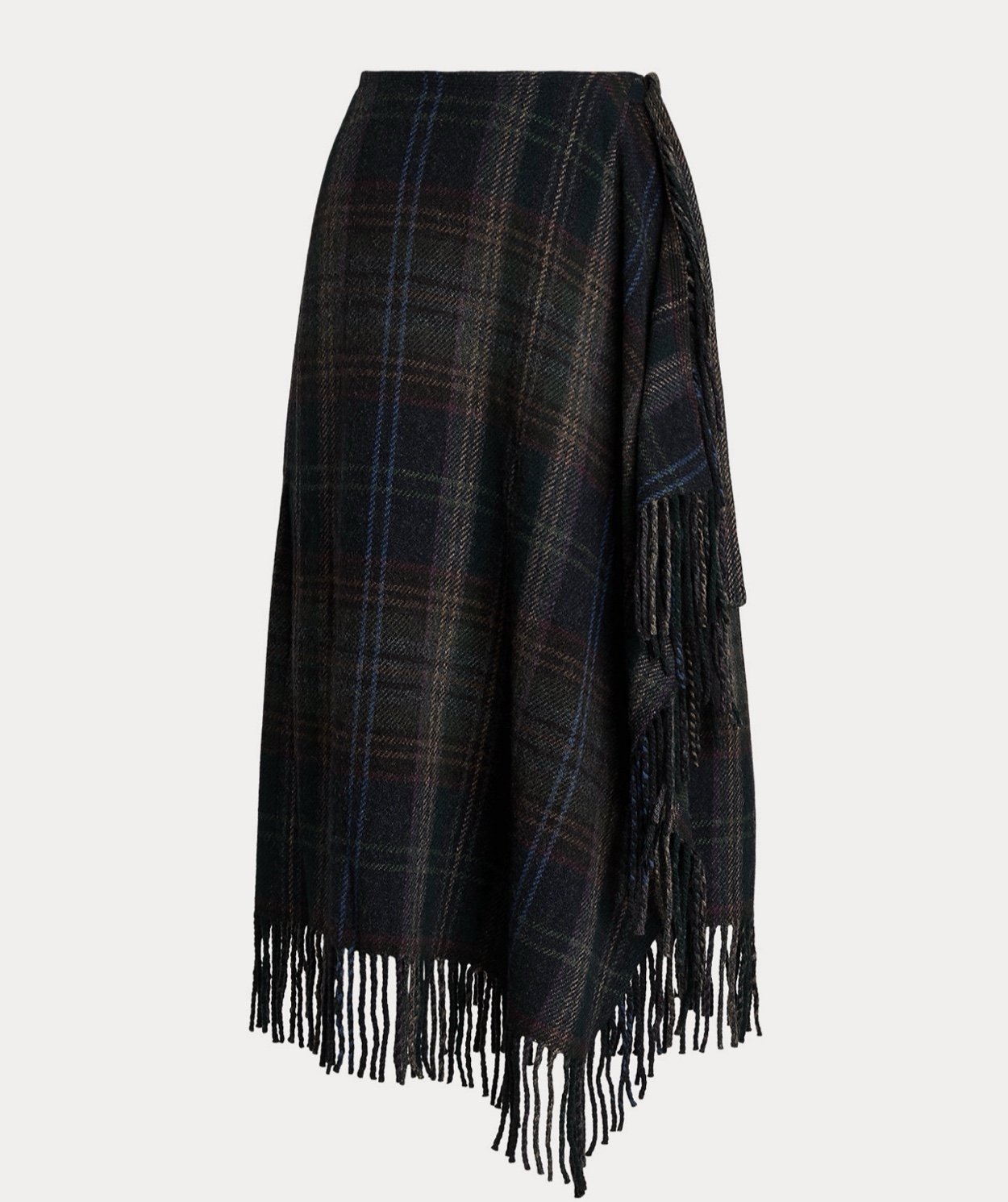 RL Fringe Wrap Plaid Skirt