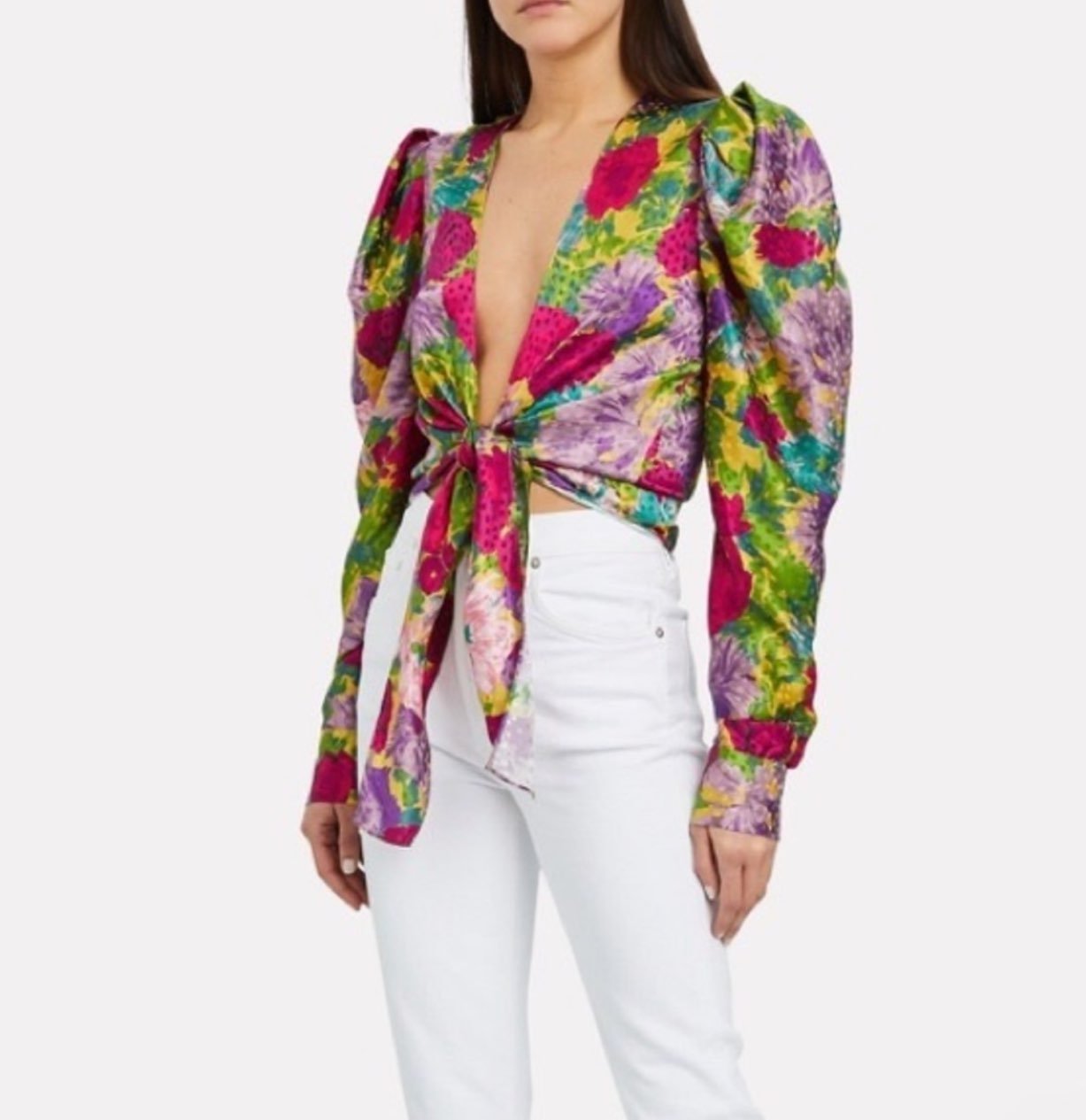 Worn once Ronny Kobo Bianca Floral Tie Top