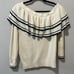 FRAME DENIM (NWT) Ruffle One Shoulder Wool Blend Sweater, Off White, Size M