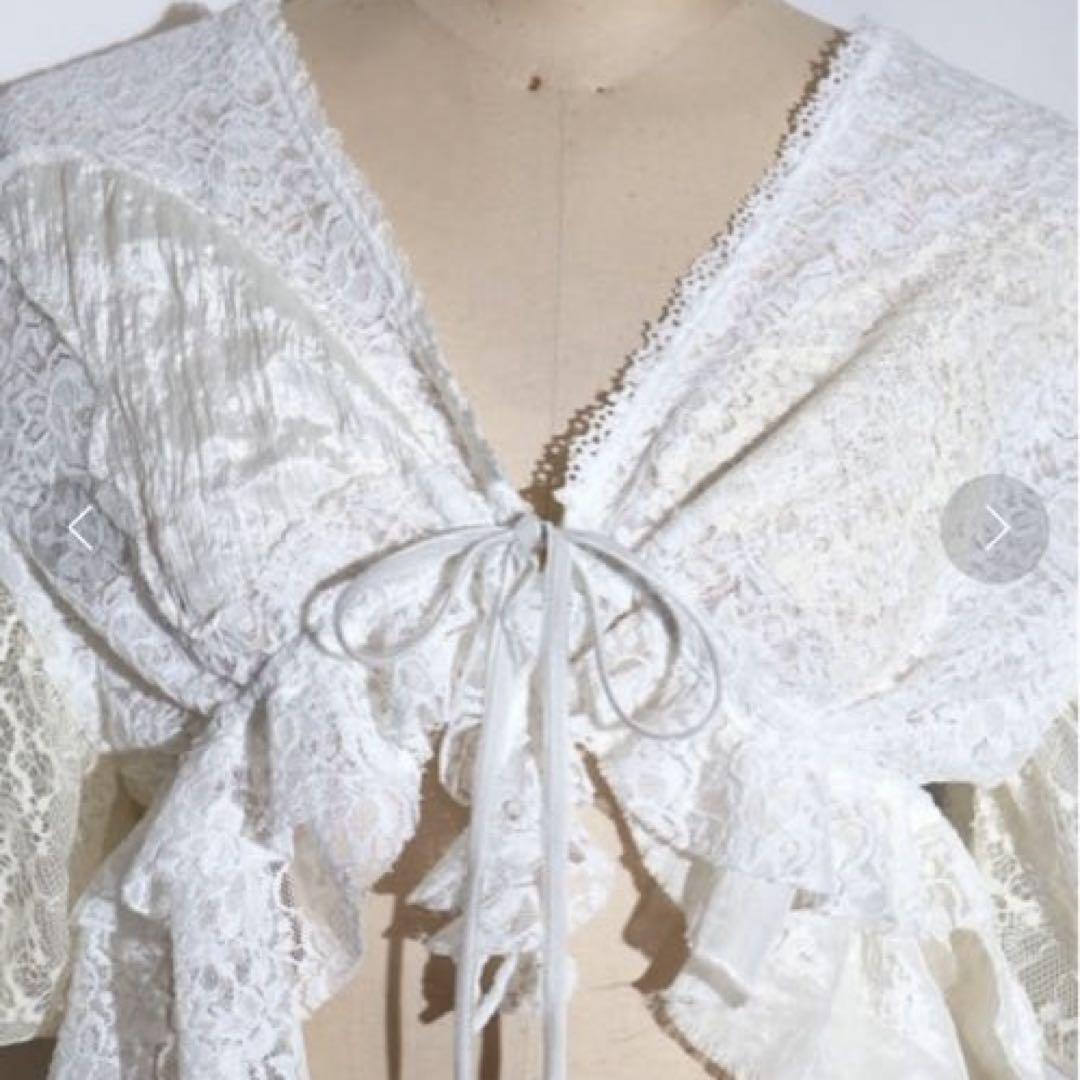 ファッション 通販 rurumu: Puff Sleeve Lace Over Blouse, Lulumuu トップス