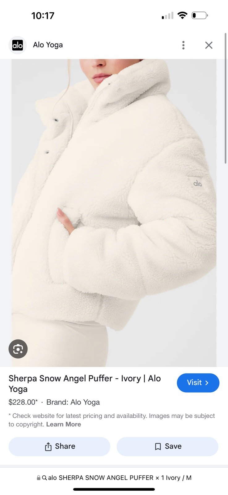 SHERPA SNOW ANGEL PUFFER × 1 Ivory / M