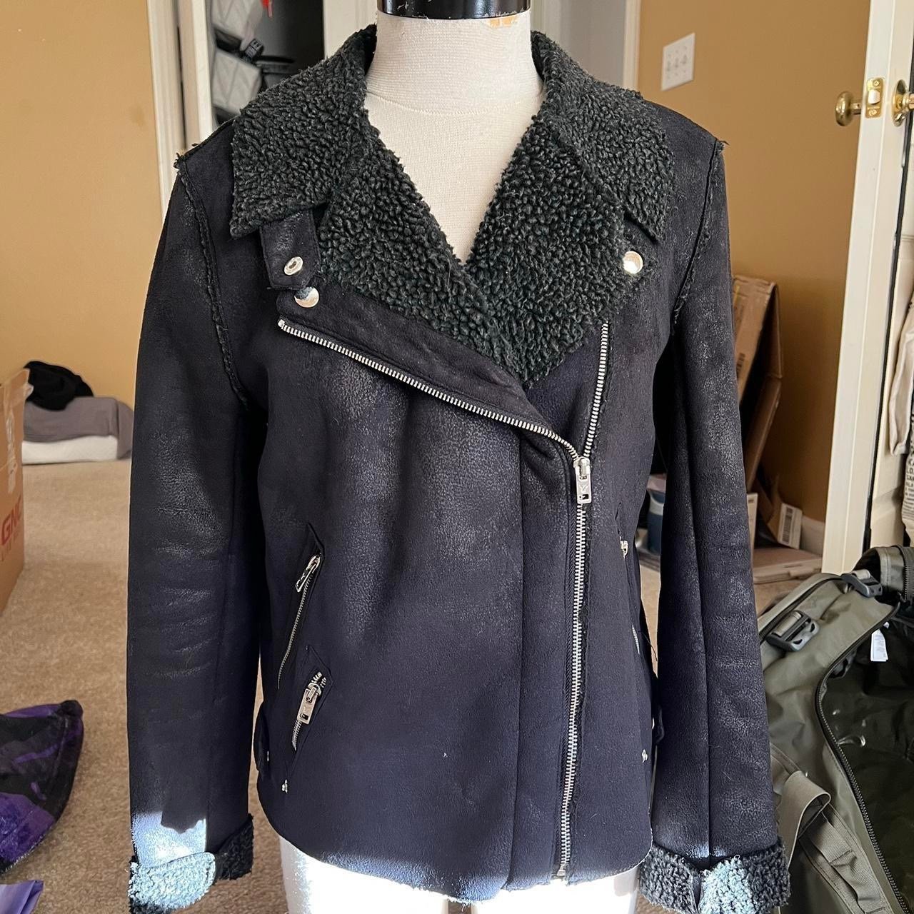 American Eagle Faux Suede/Shearling Biker Style Jacket - M