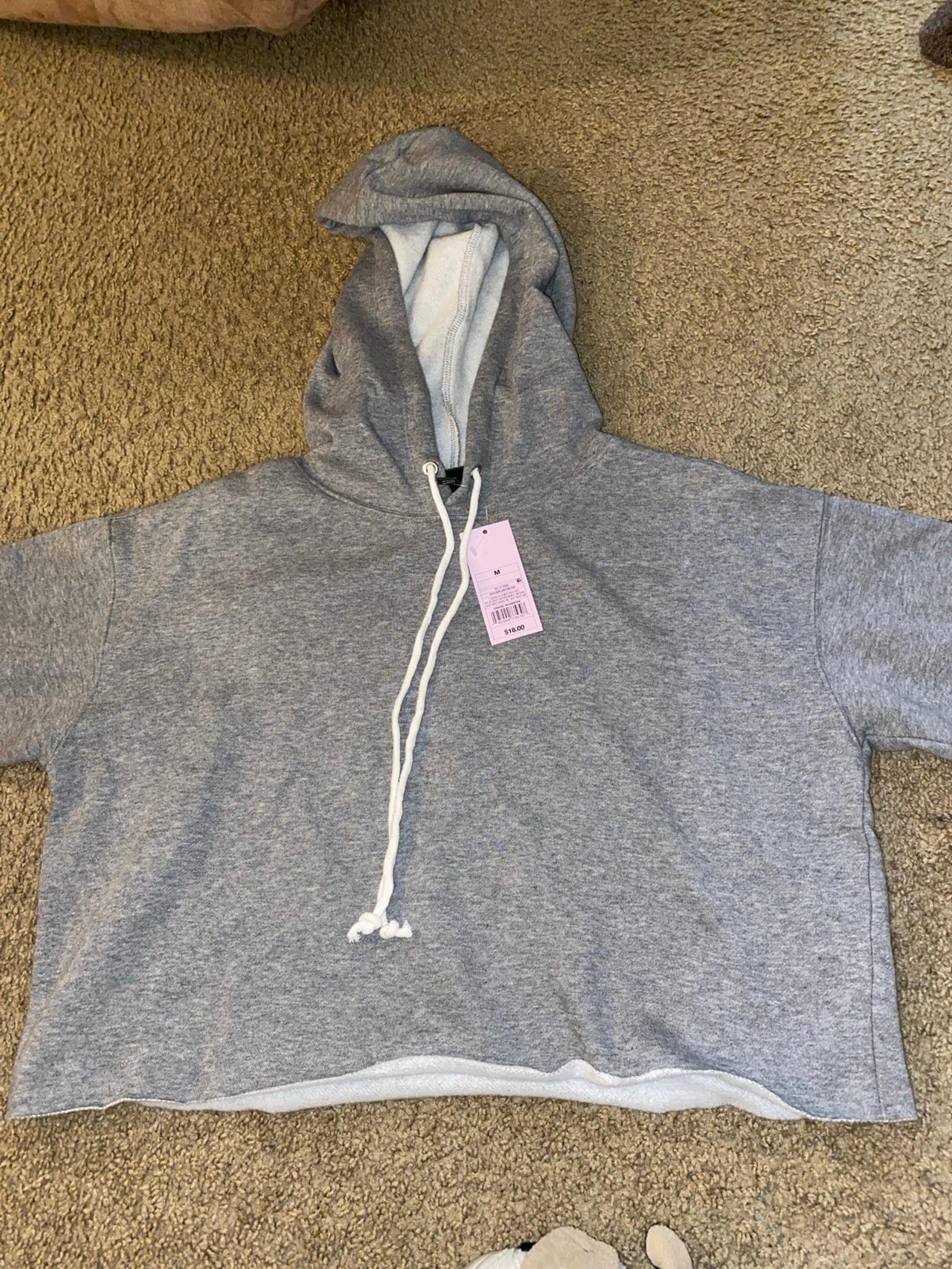 Plain Gray Cropped Hoodie