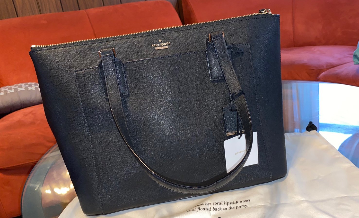 Kate Spade New York Black Leather Tote Bag