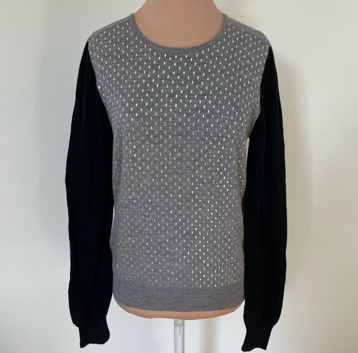 By Malene Birger Crystal Embellished Wool Color Block Hagita Sweater EUC Size S