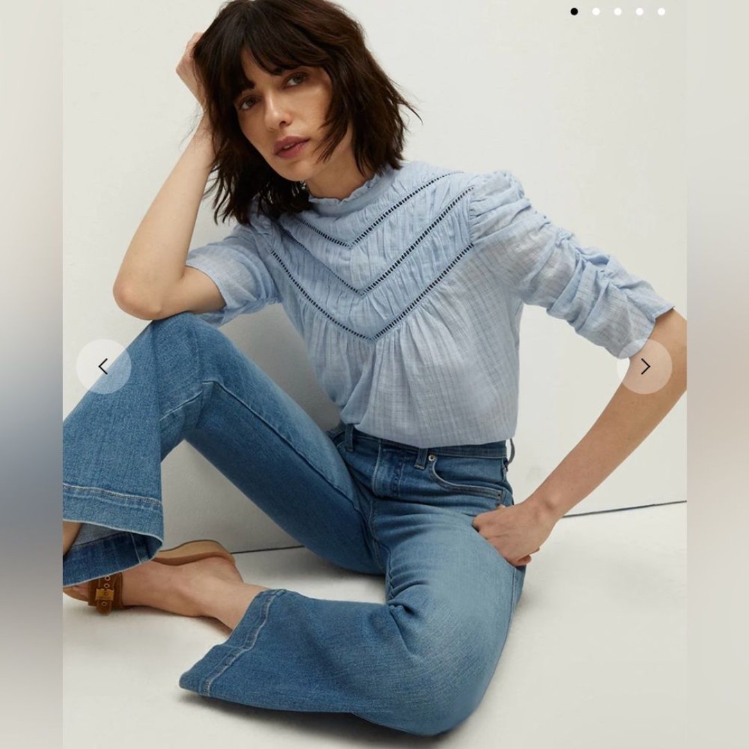 NEW VERONICA BEARD fraiser blouse in blue mist