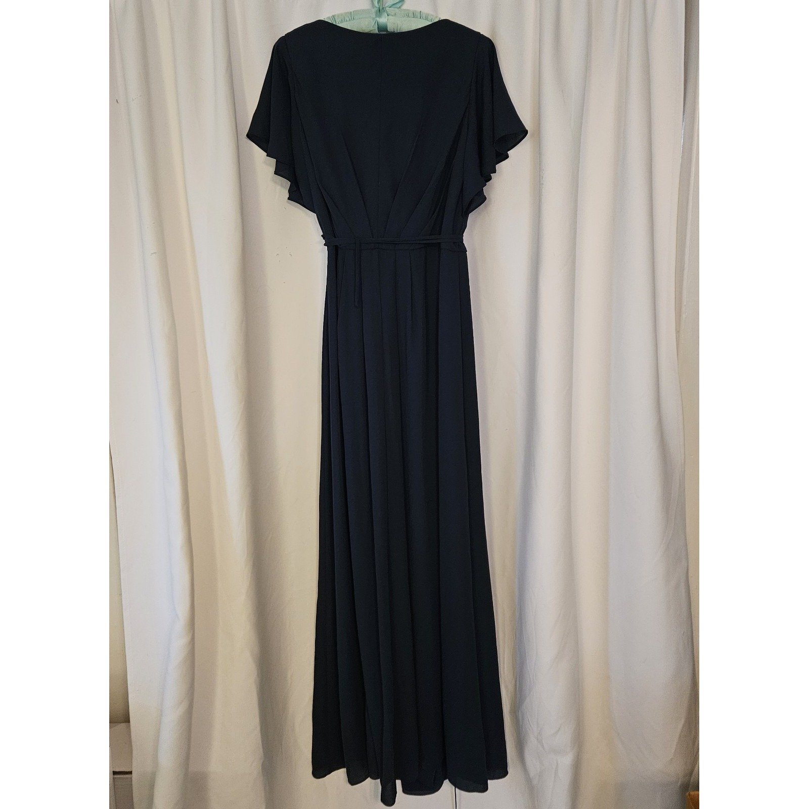 NWT Celebrate DB Studio Flutter Sleeve Wrap Dress Womens 12 Marine Blue Formal