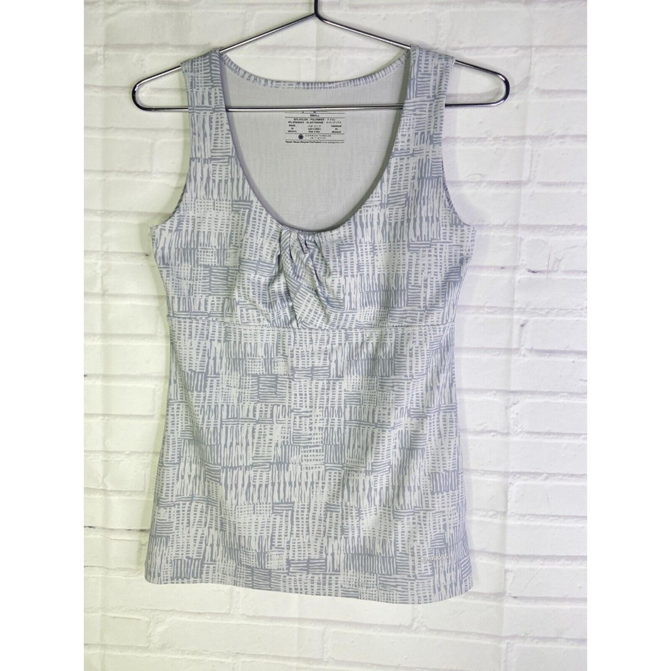 Patagonia Bandha Printed Tank Top Stretch Activewear Gray Wicking Womens Size S