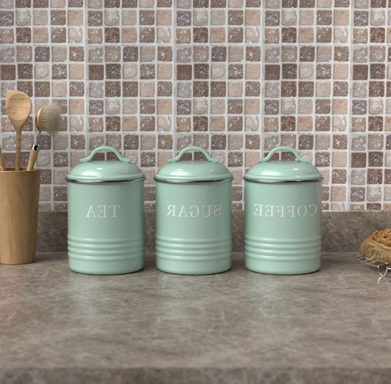 Vintage Kitchen Canisters Coffee Tea Sugar Farmhouse