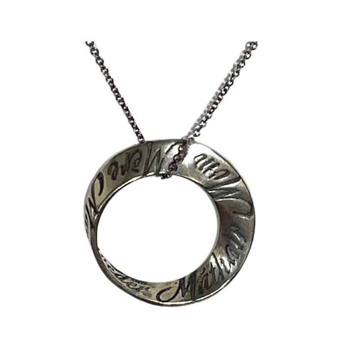 925 silver Mother's Day mobius circle necklace with mom in ten different languag