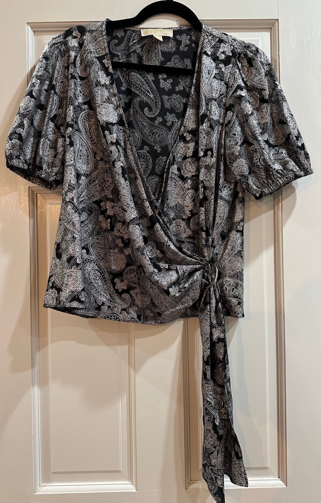 MICHAEL MICHAEL KORS Eliette Foil Paisley Wrap Blouse NWOT Size medium
