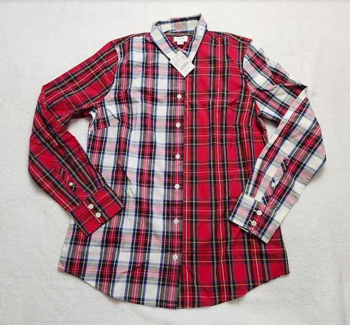 New women's S J Crew Factory mixed tartan plaid shirt in signature fit