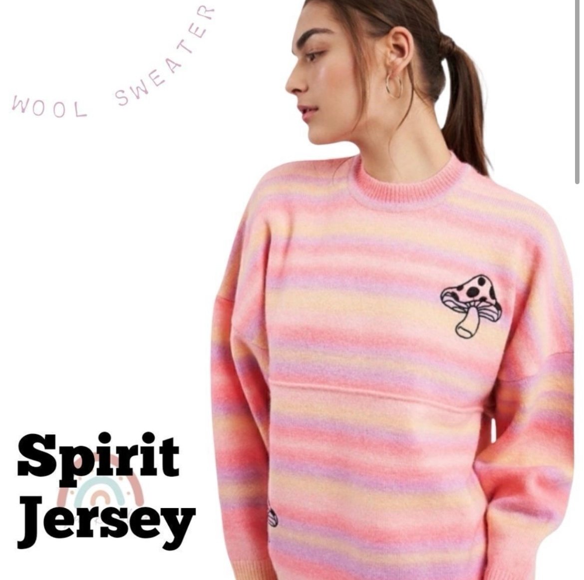 NWT Spirit Jersey PSYCHEDELIC Mushroom Knit Sweater Unisex