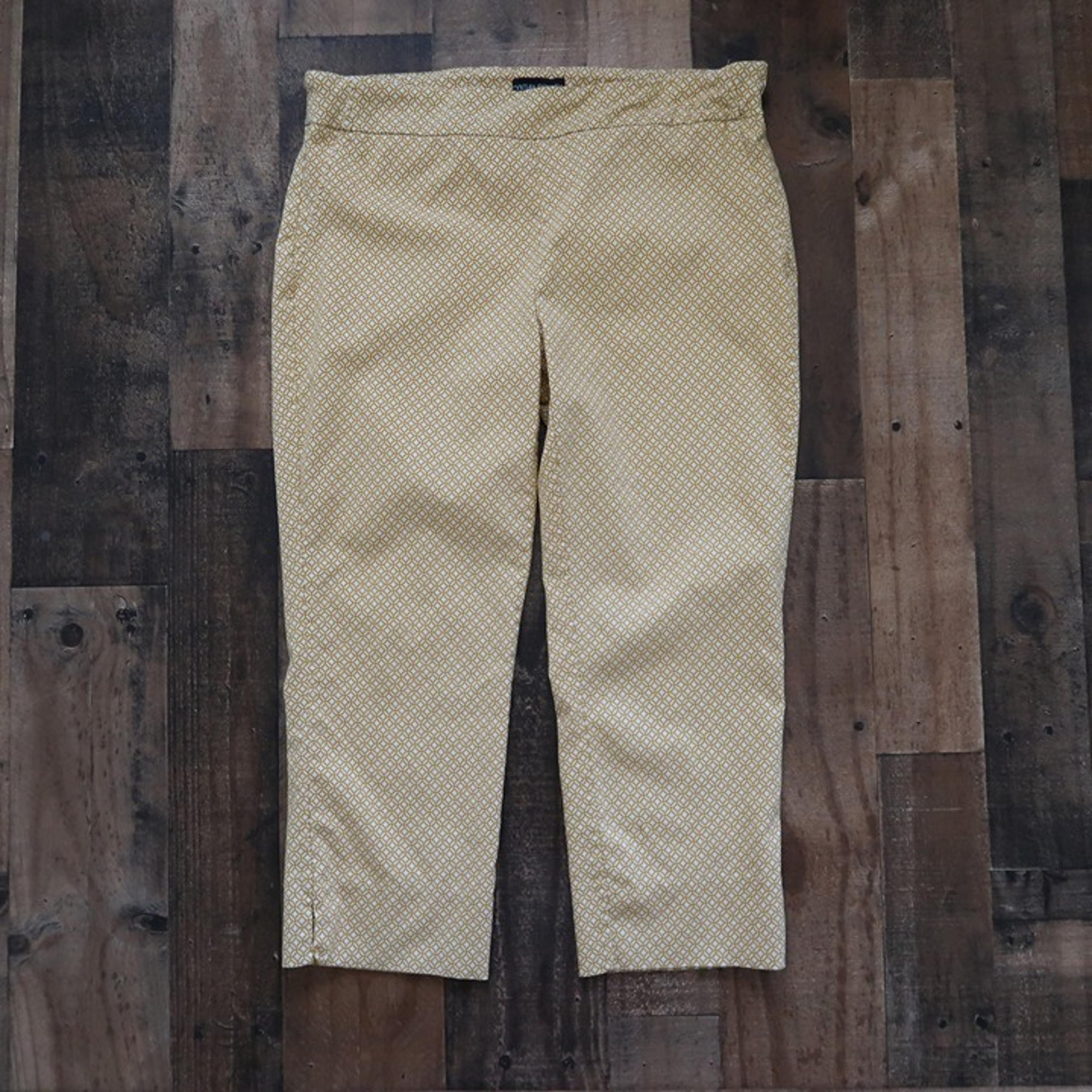 Cynthia Rowley Cropped Capri Pants Women 12 Dark Yellow Pull On Straight Leg