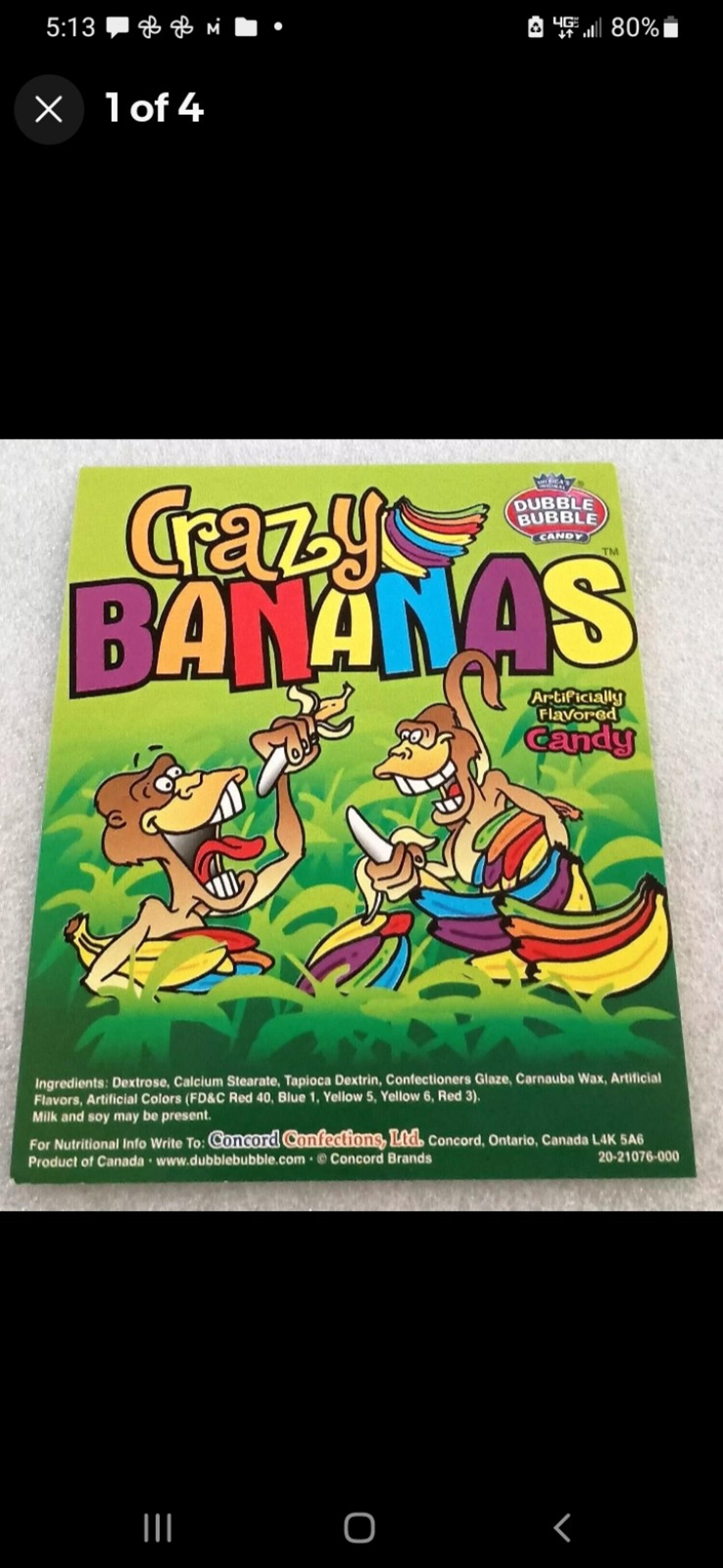 Dubble Bubble Crazy Bananas Candy Vending Machine Display Card 2000s NOS NEW