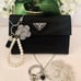 Prada Tessuto Nylon Saffiano leather Trifold snap Wallet