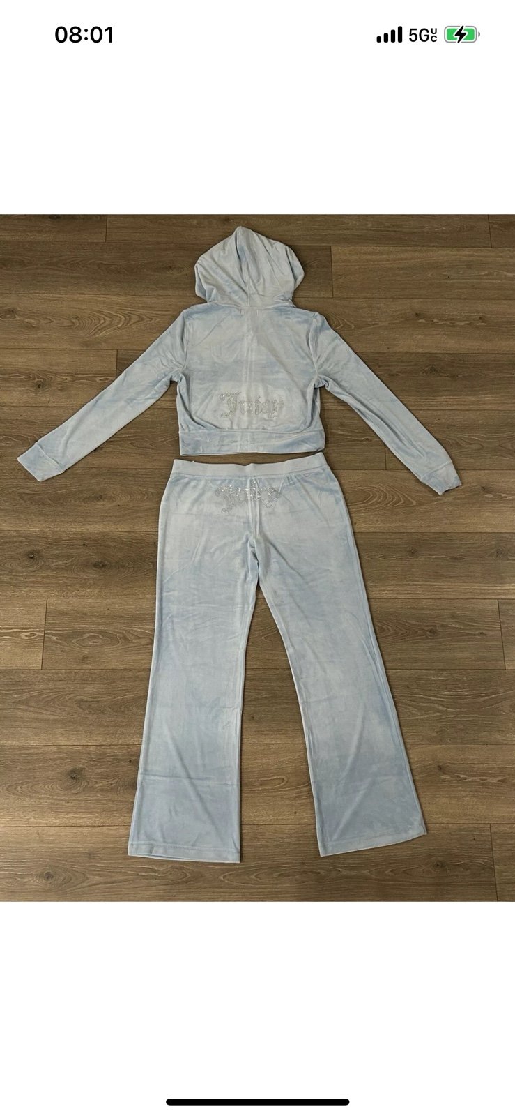 199 NEW JUICY COUTURE Velour rhinestones Frosted tracksuit set size medium,M