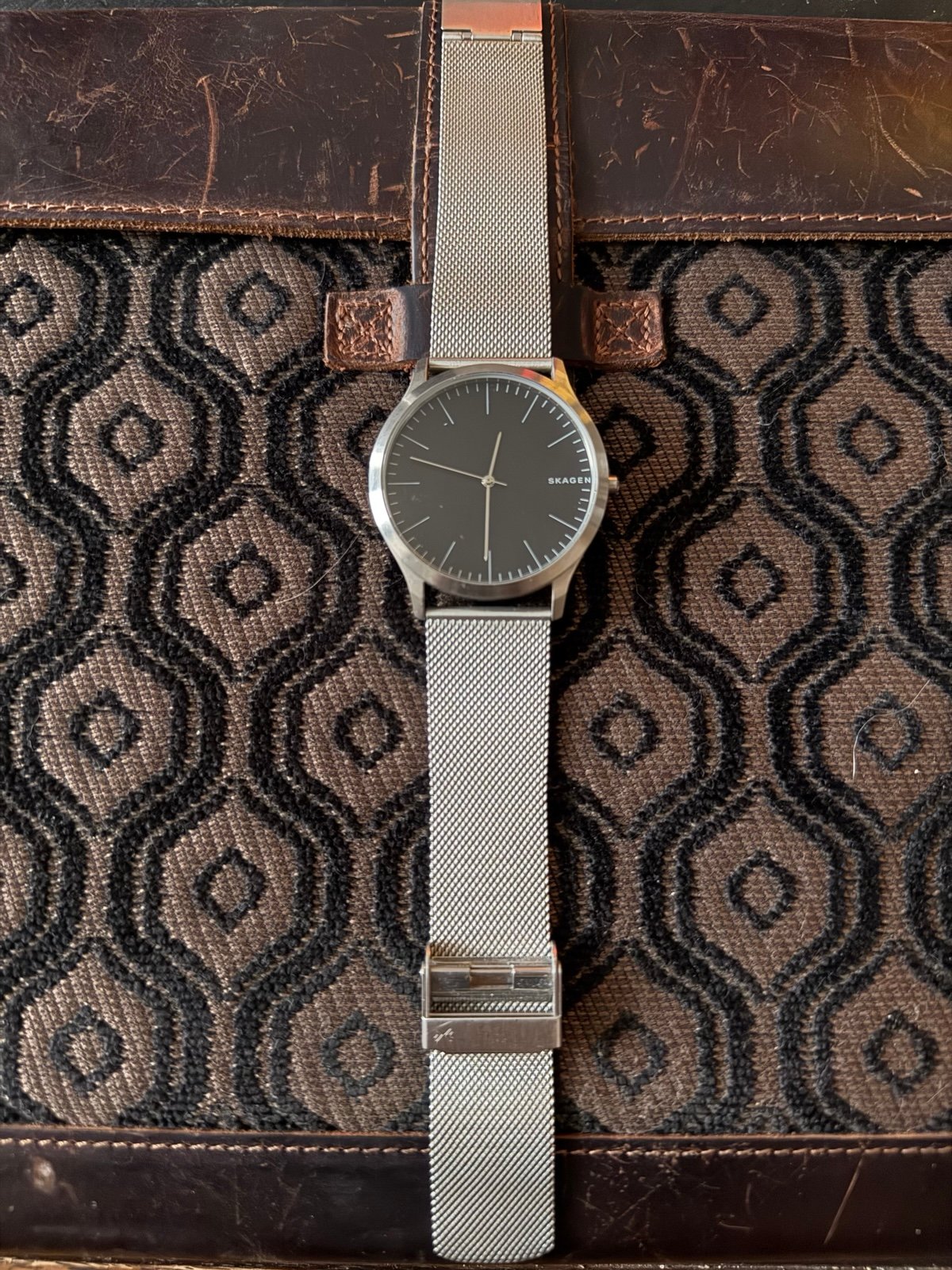 Skagen Men's SKW6334 Jorn Stainless Steel Mesh Watch Black Dial 45mm