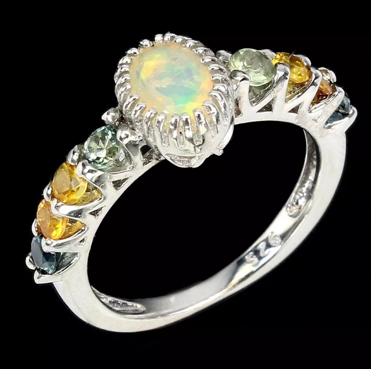 Natural Unheated Oval Fire Opal Rainbow 8x6mm Sapphire 925