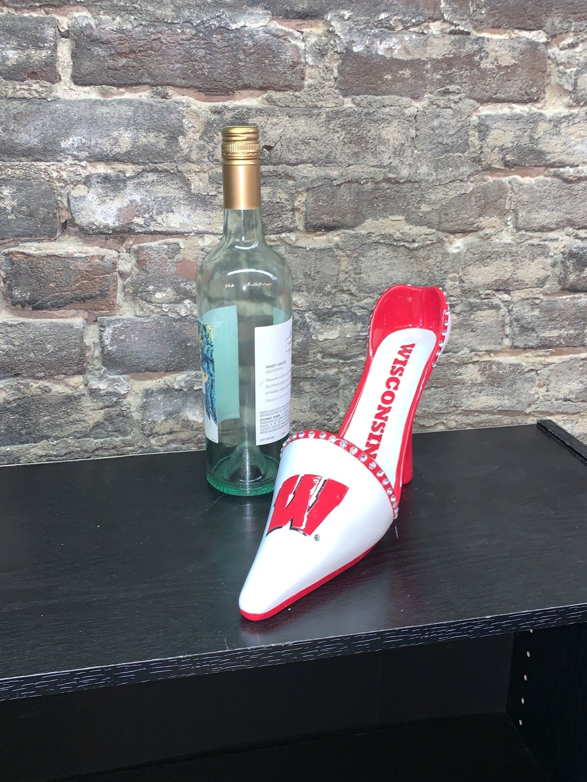 Wisconsin Badgers NCAA Decorative High Heel Shoe Wine Bottle Holder