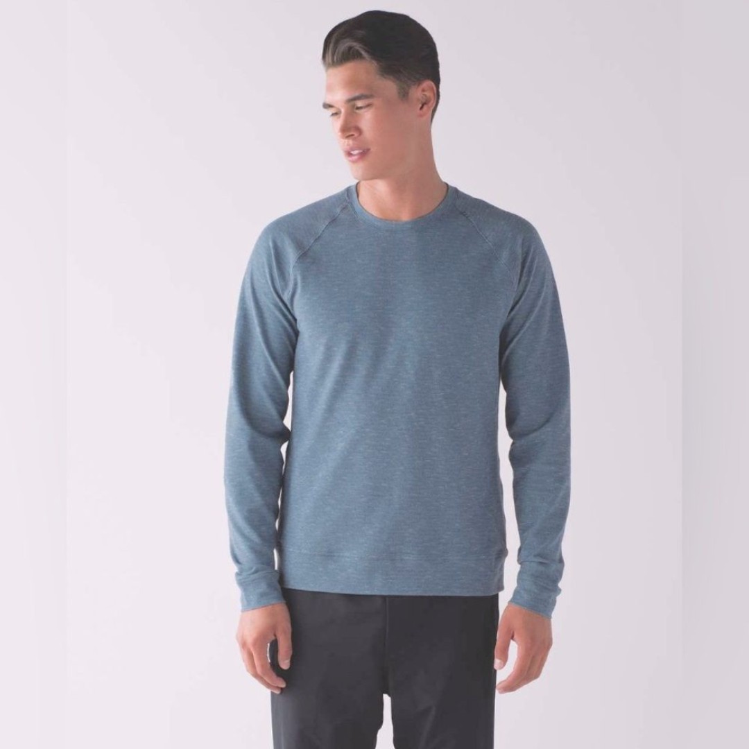 Lululemon Slitstream Long Sleeve Crew in Luon Pique Iron Blue Mercury sz XL/XXL