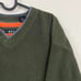 Green vintage 90s vneck fleece sweater