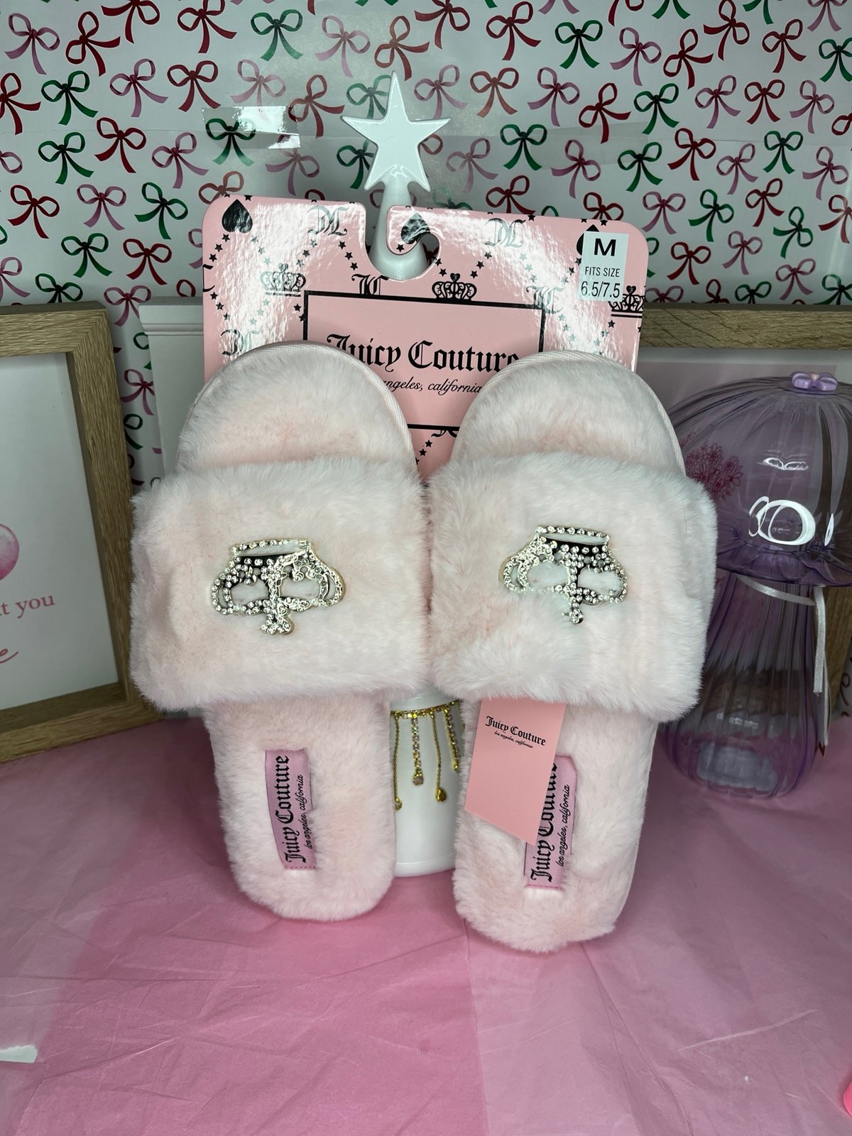 Juicy Couture Slippers-Crown Rhinestone