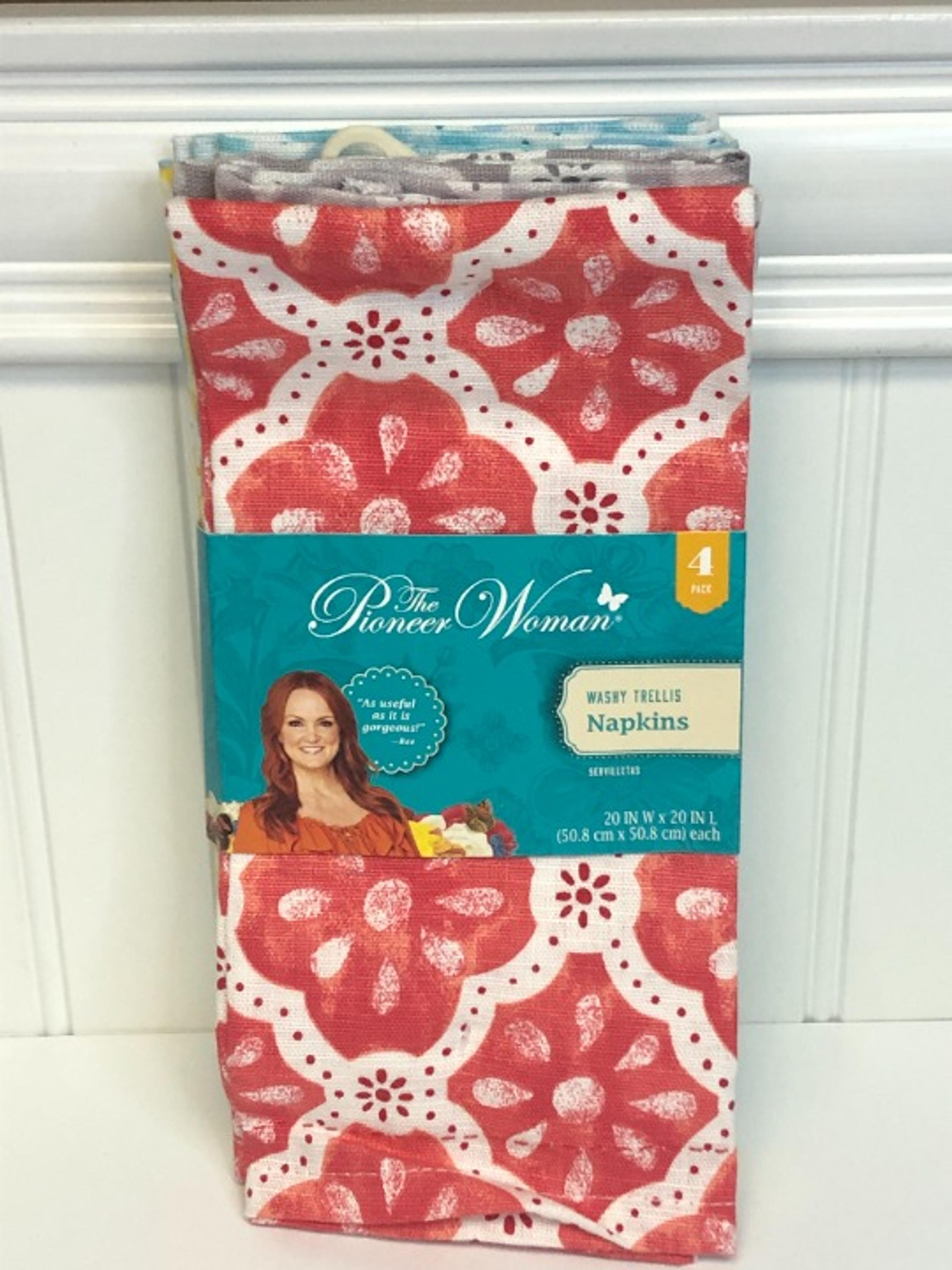 Pioneer Woman Washy Trellis Cloth Napkin 4pk 20"x20" New