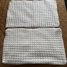 CB2 Grid White Cotton Jersey King Shams 2 36x20 White 100% Cotton Face RARE SALE