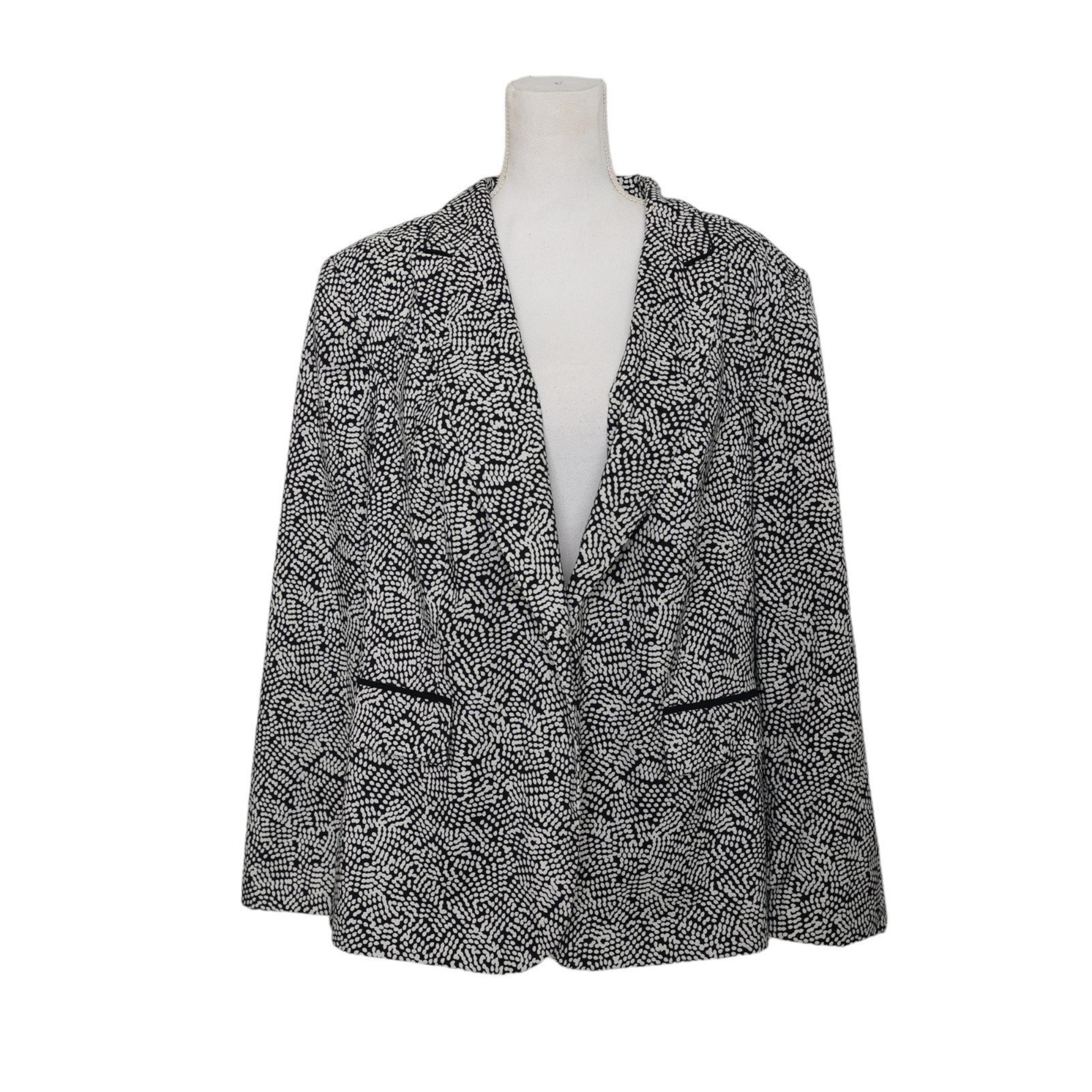 Emily women's plus size 22 W blazer navy blue white all over pattern