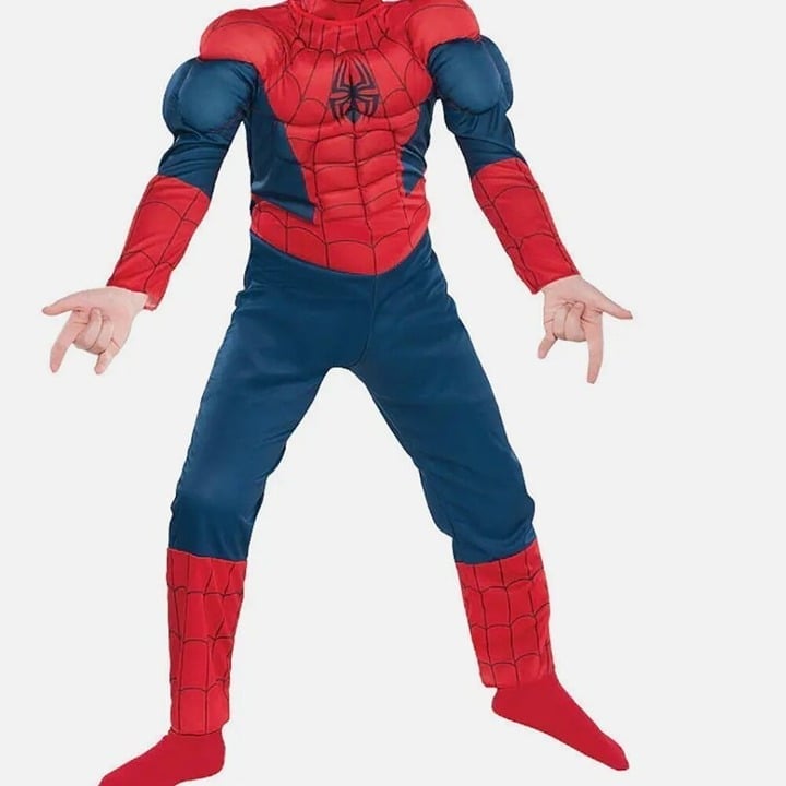 Spider-Man Spiderman Deluxe Muscle Marvel Comic Superhero Boys Costume M 7 - 10