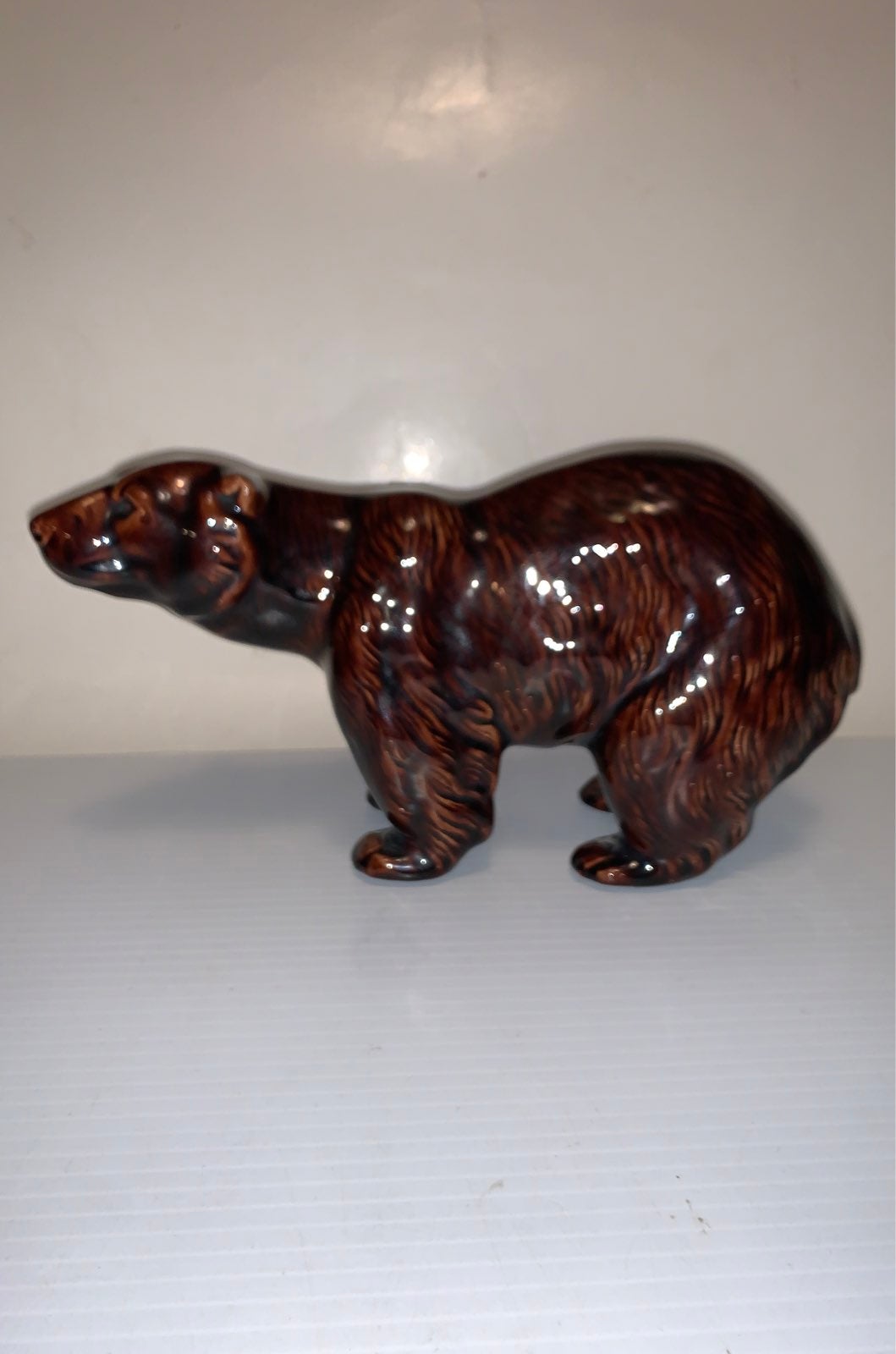 Standing Bear Statuette Glossy Brown Figure