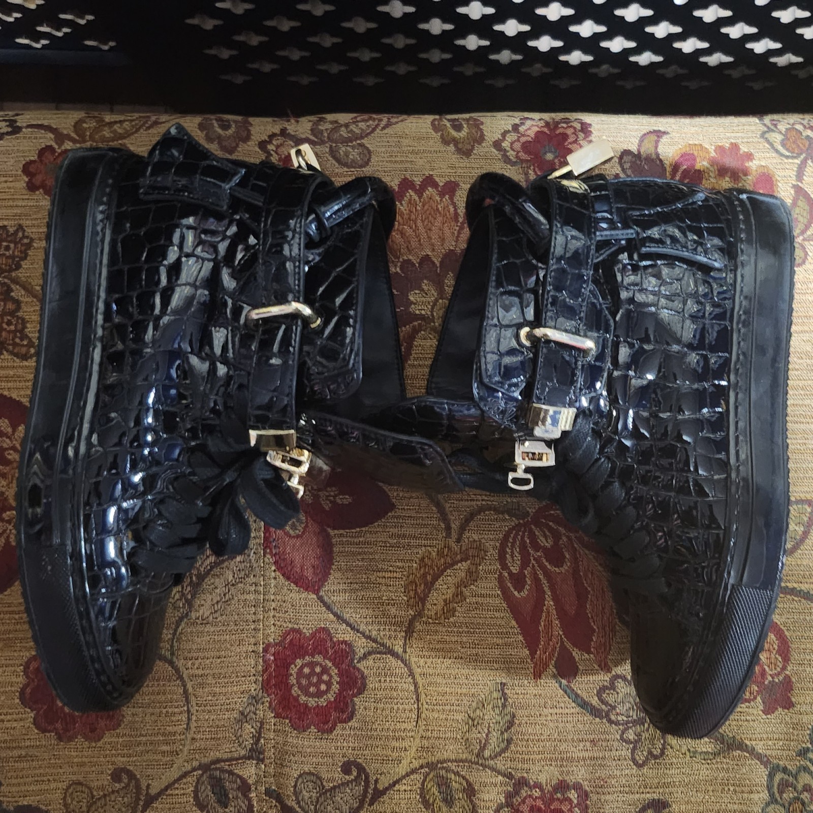 Buscemi 100mm Croc Embossed Leather Trainer size 37