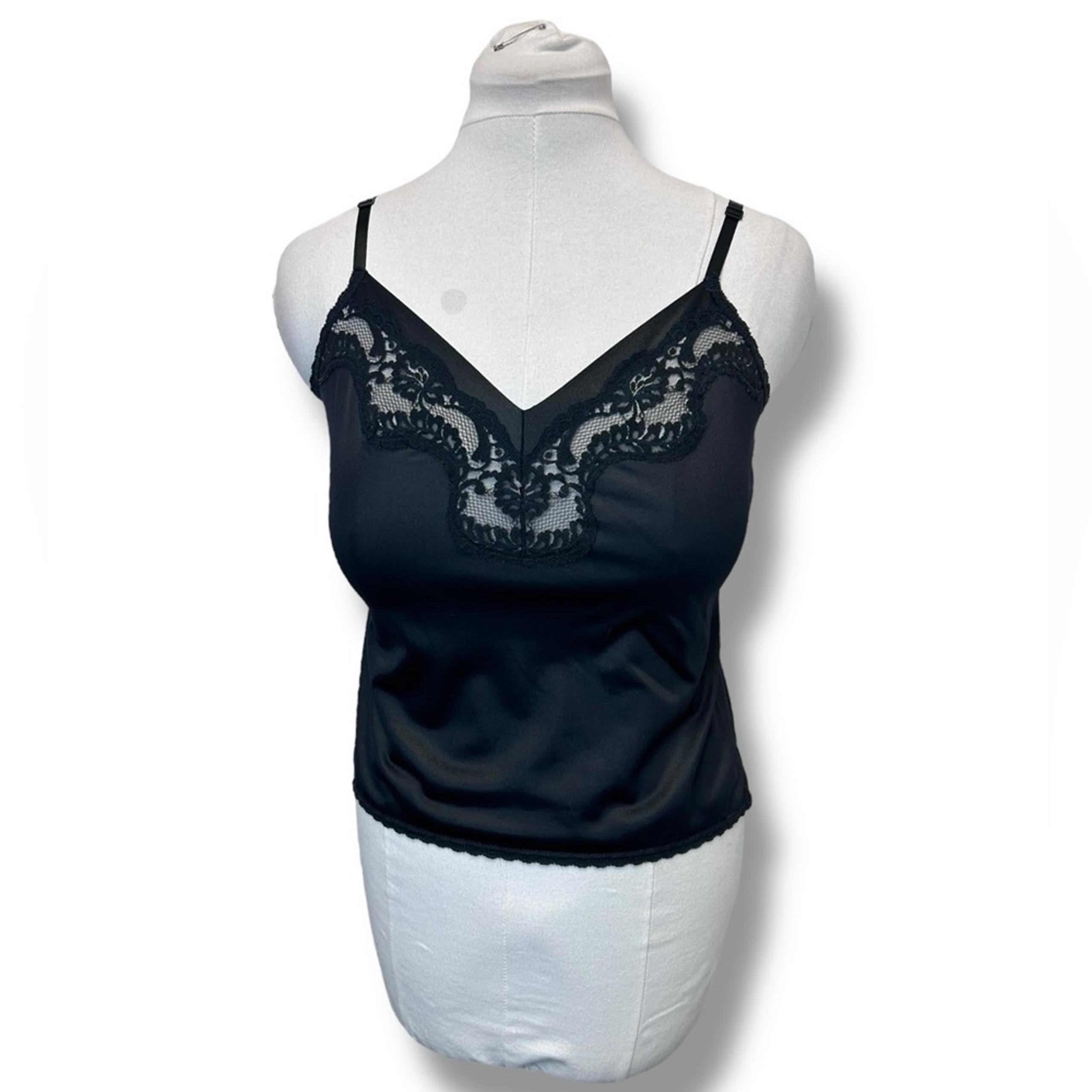 Warner's Vintage Women’s Black Lace Embellished Fitted Camisole size 34