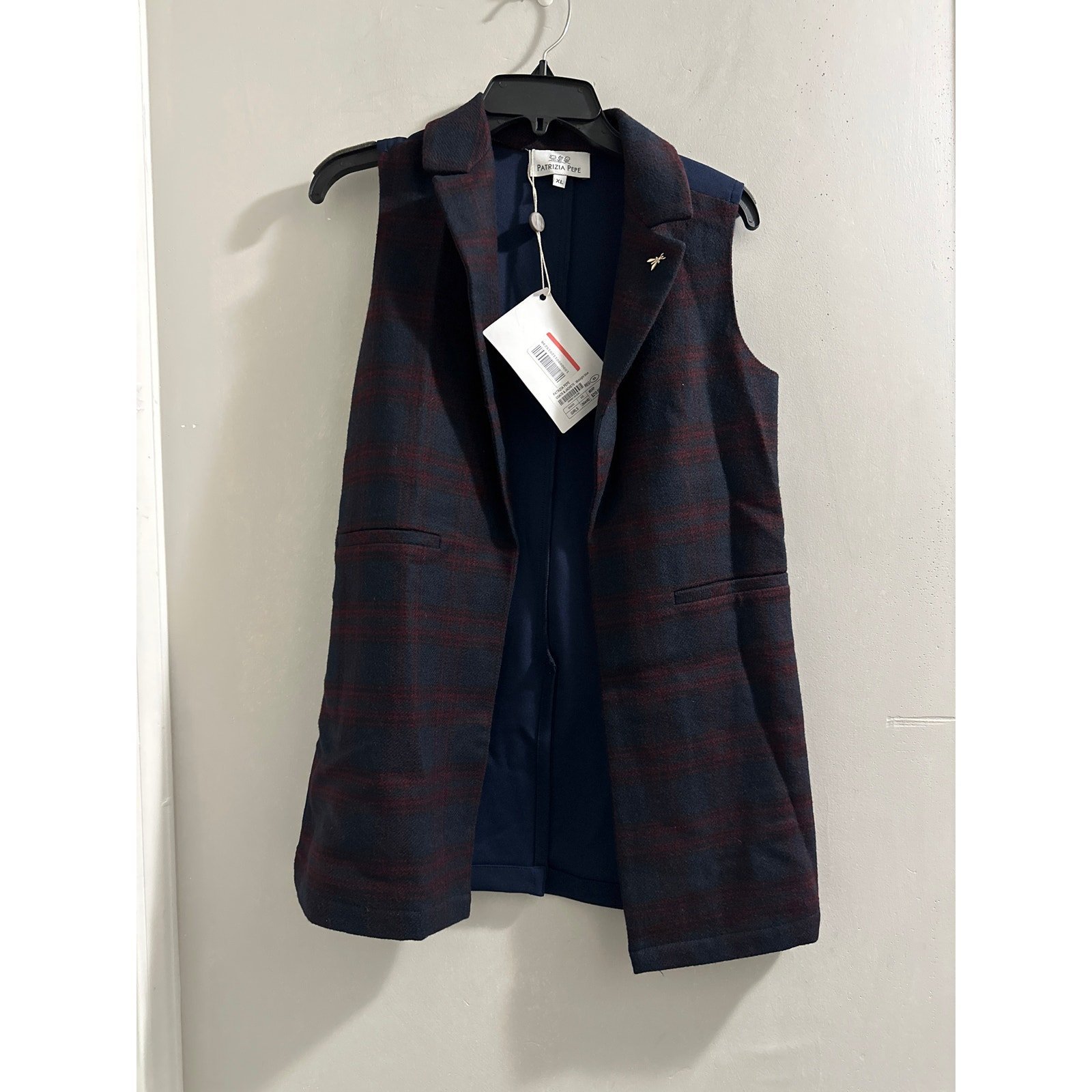 Patrizia Pepe navy and red long vest size XL kids girls new