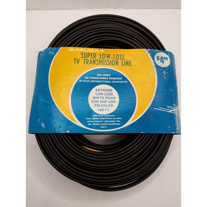 vintage archer radio shack 100ft super low loss 300 ohms copper flat transmissio