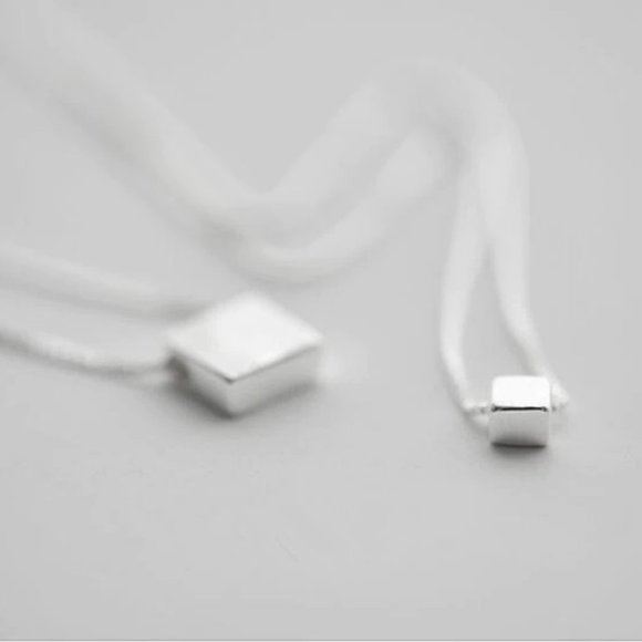 925 Silver sold Double Layer Cube Necklace