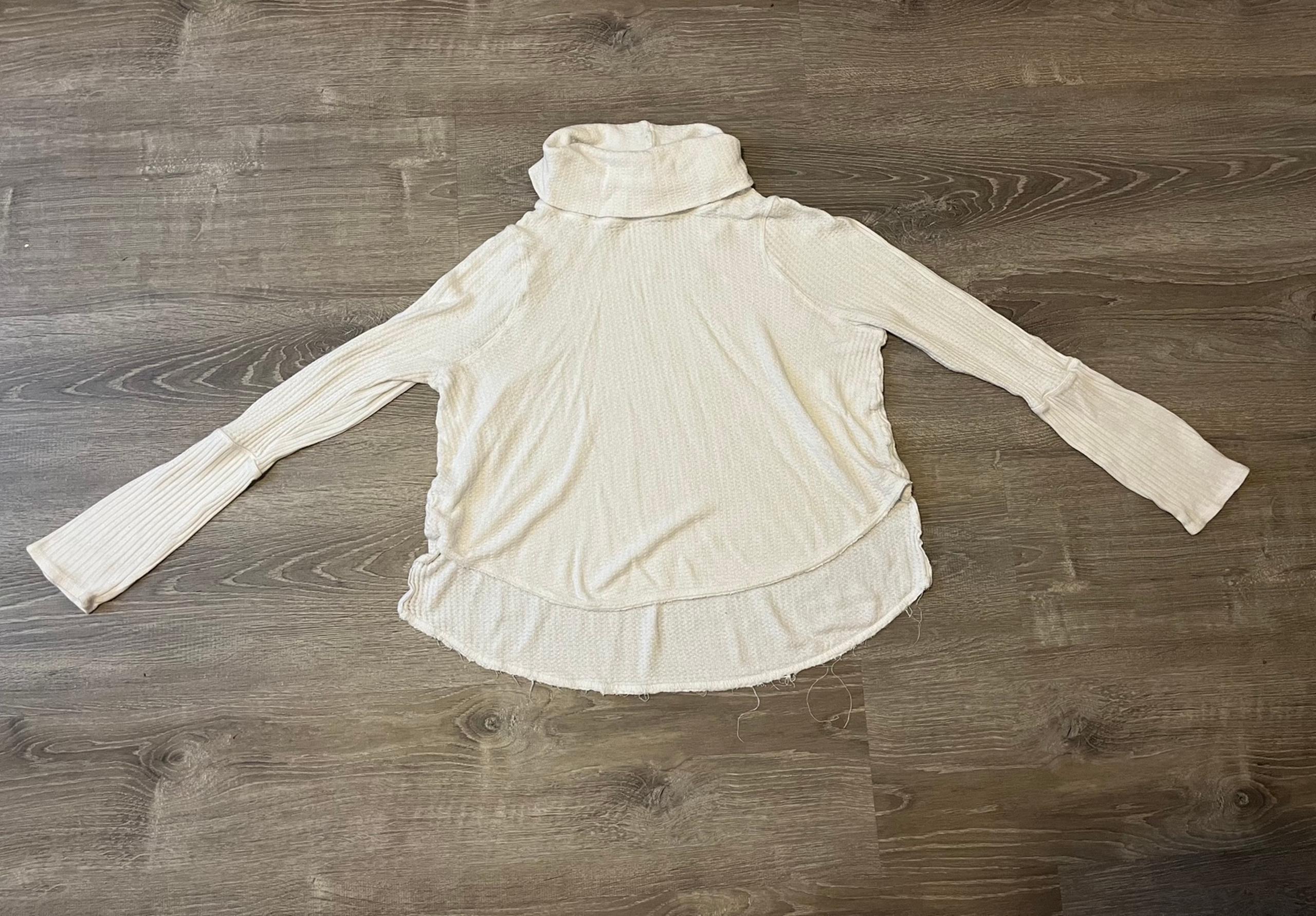 We The Free Waffle Knit Thermal Mock Neck Long Sleeve Top Women’s Size S White
