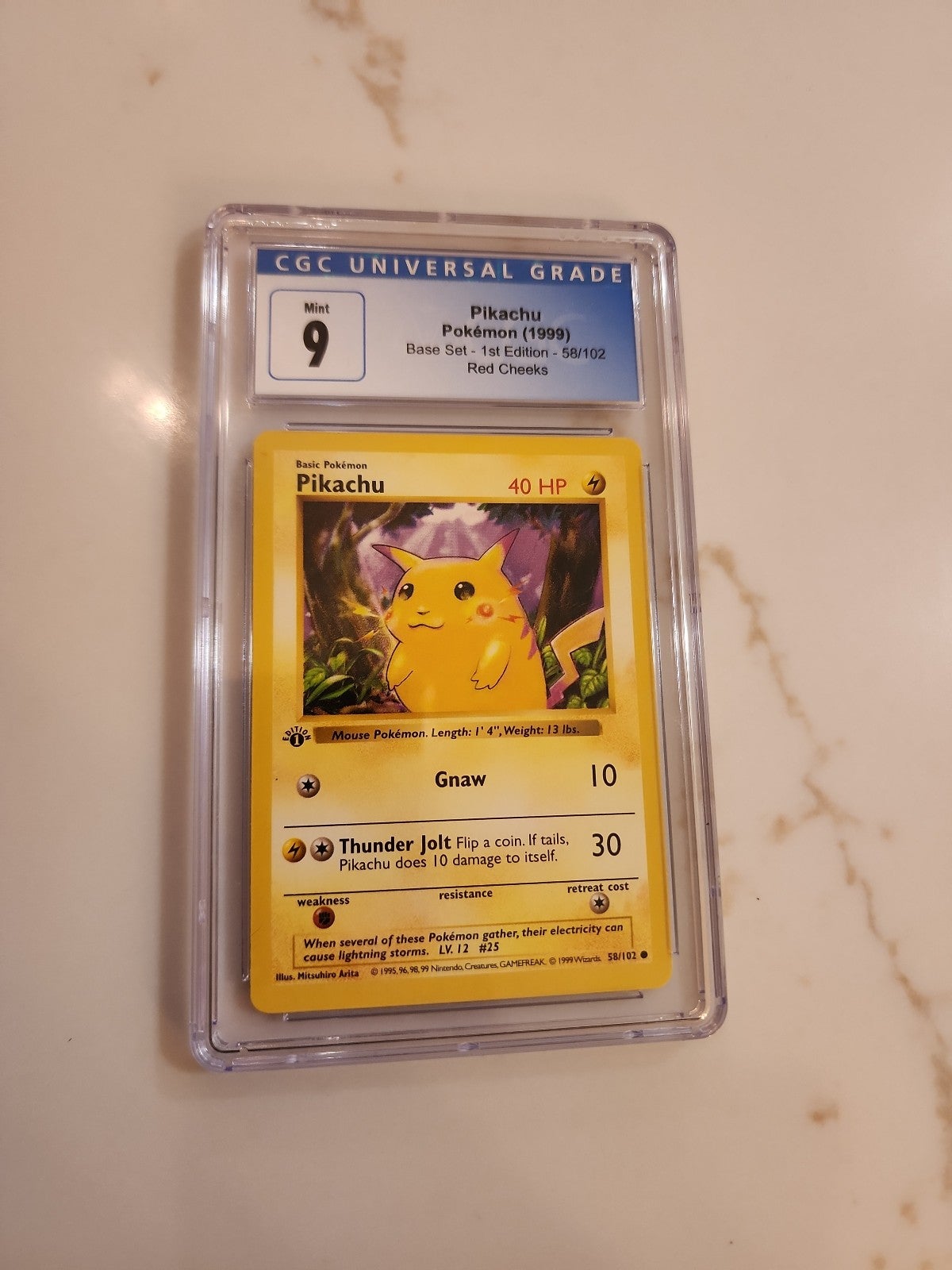 Pikachu Pokemon Card 1st edition red cheek rated