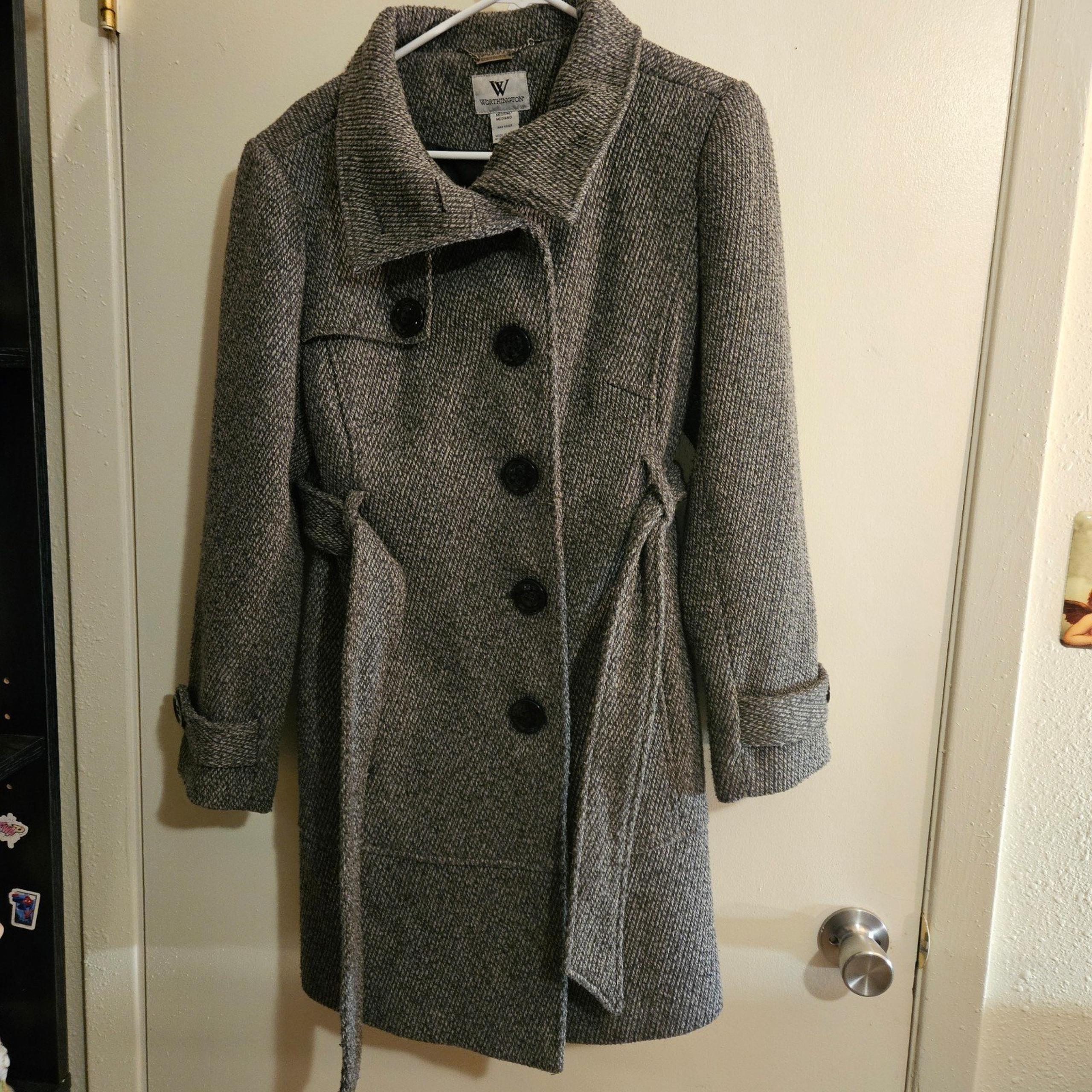 Worthington Pea Coat Women’s Size Medium Gray Knit 03167–4 RN# 54163