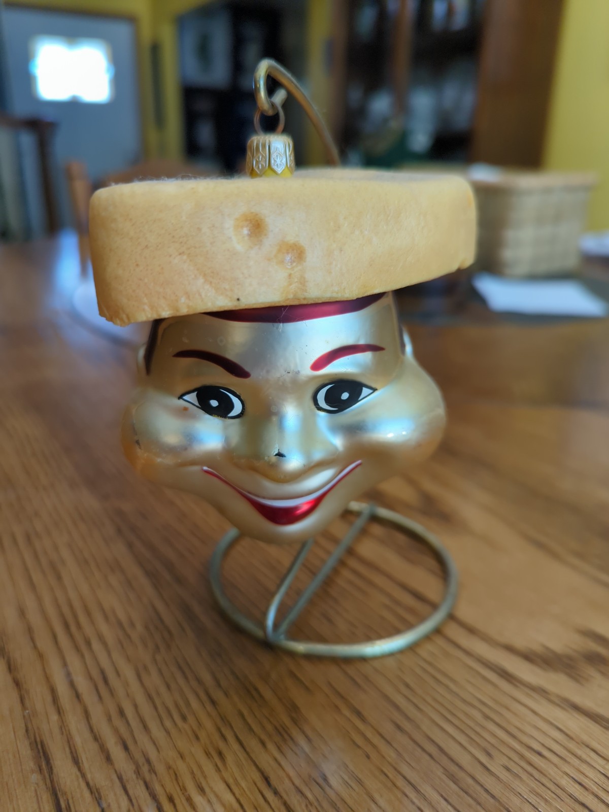 Vintage NFL Green Bay Packers Cheese head Christmas blown glass ornament