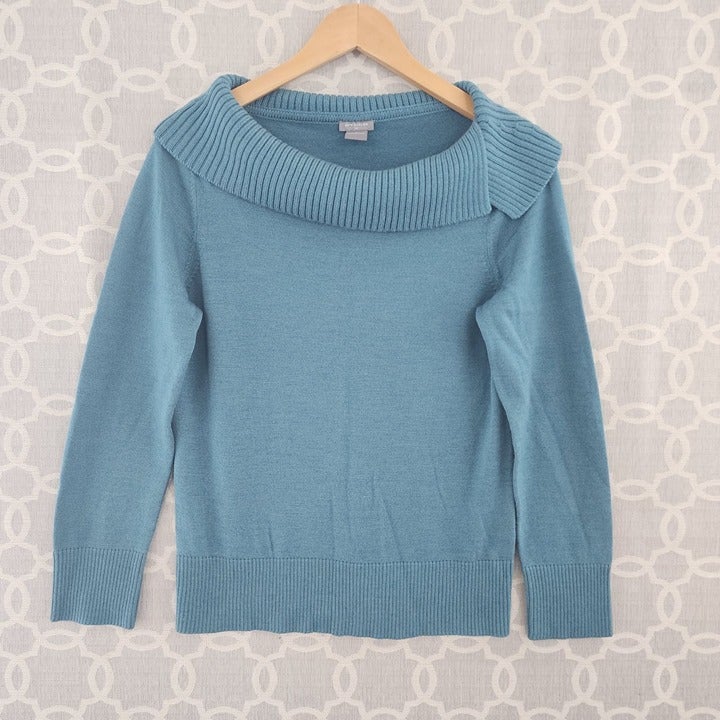 Ann Taylor Merino wool blend cowl neck sweater women's L