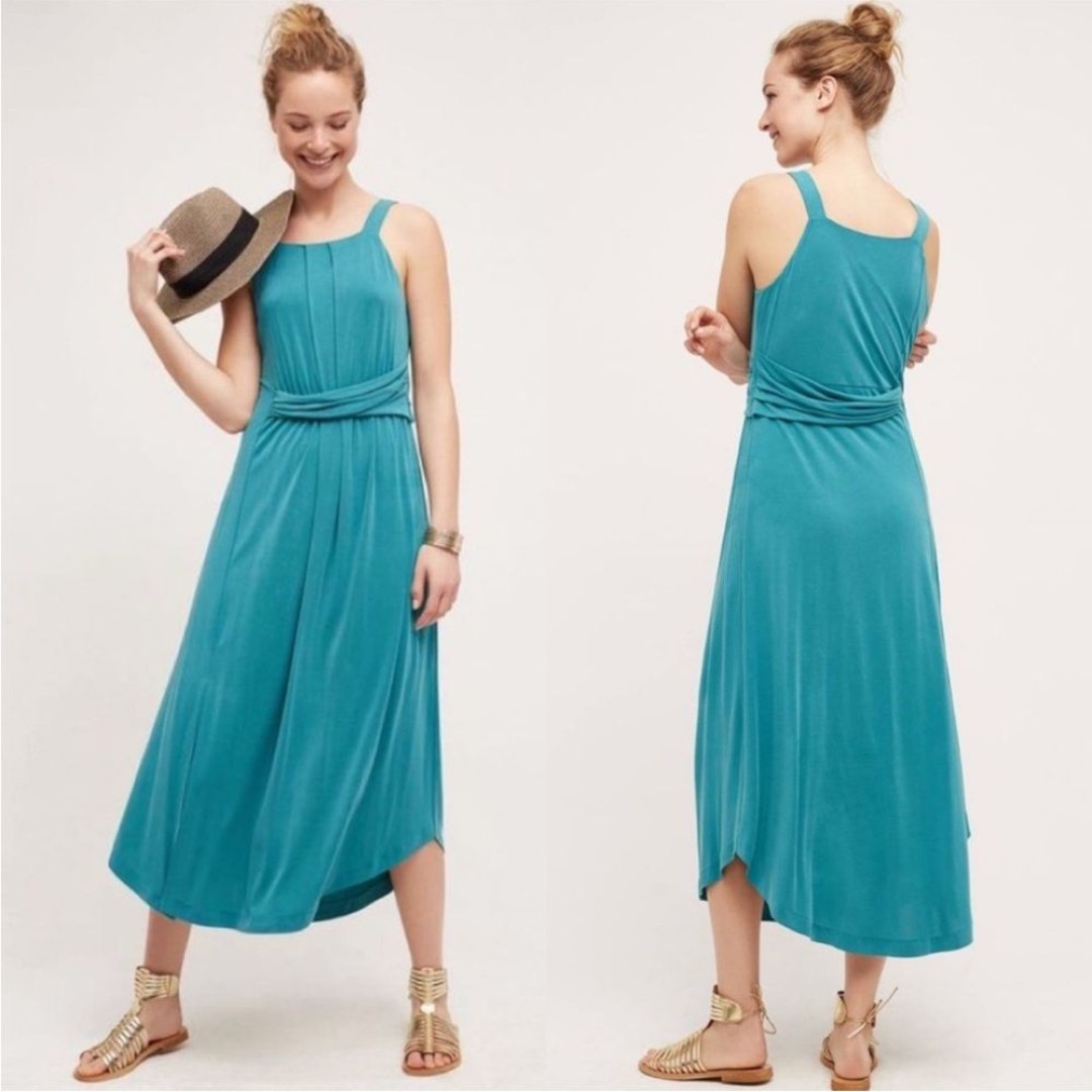 Anthropologie Maeve Azores Halter Sleeveless Flowy Midi Dress, Teal - Size M