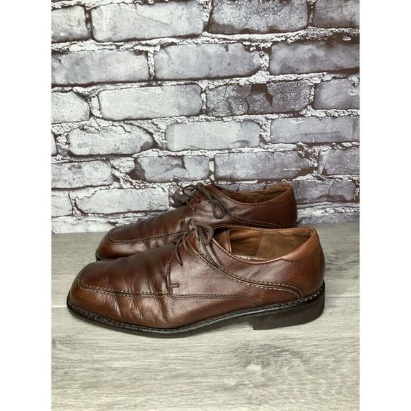 Ecco Vibram Gumlite Brown Leather Square Toe Oxfords Dress Shoes Men Sz 45EU/12M